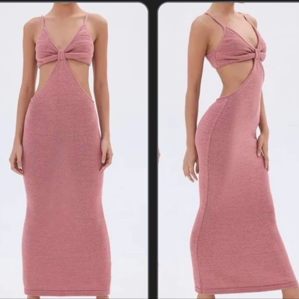 Cult Gaia Serita Blush Pink Knit Maxi Dress Womens Large